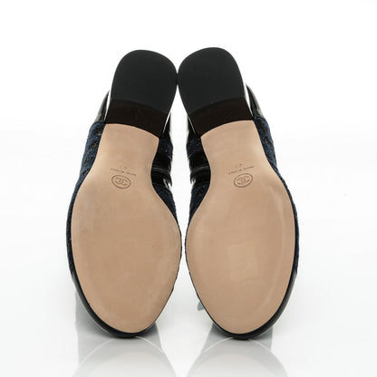 Chanel Tweed Calfskin Patent CC Short Boots 40 Navy Black 5 of 6