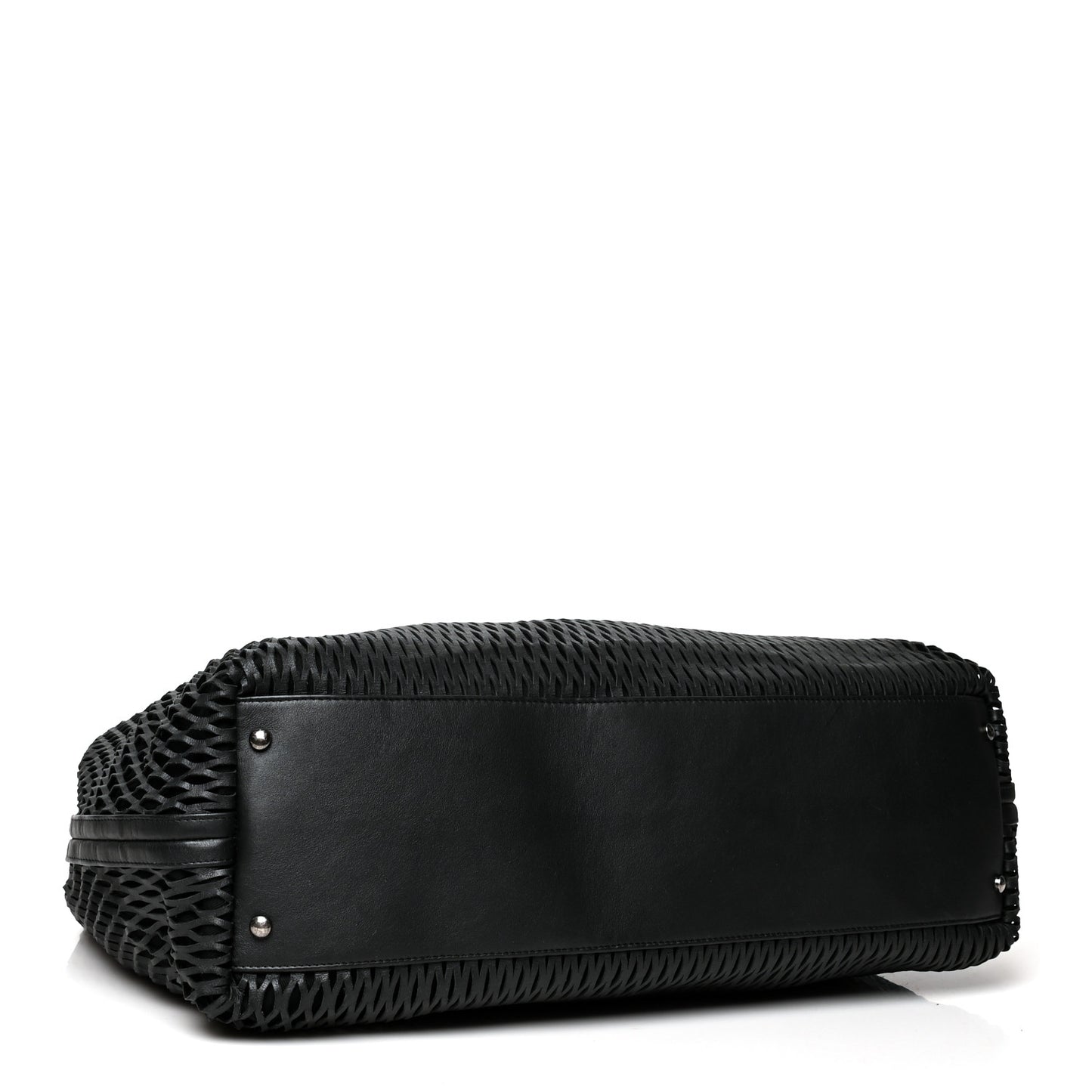 Calfskin Laser Cut Perforated CC Tote Black