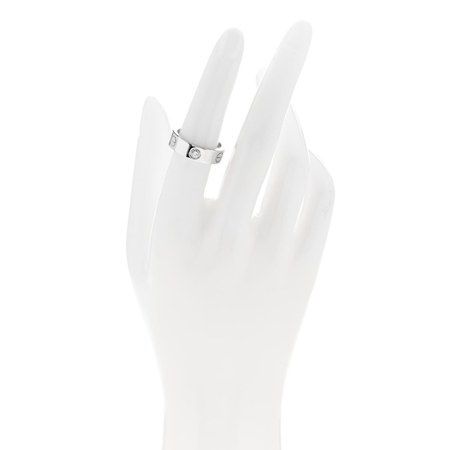 Cartier 18K White Gold 3 Diamond 5.5mm LOVE Ring 53 6.5 2 of 5