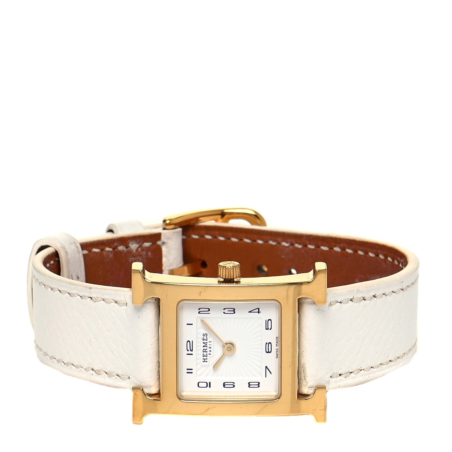 Hermes Stainless Steel Epsom 21mm Heure H Hour Quartz Watch Blanc 2 of 5
