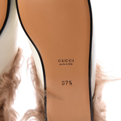Gucci Malaga Kid Fur Womens Princetown Slippers 37.5 Dusty White Naturale 6 of 8