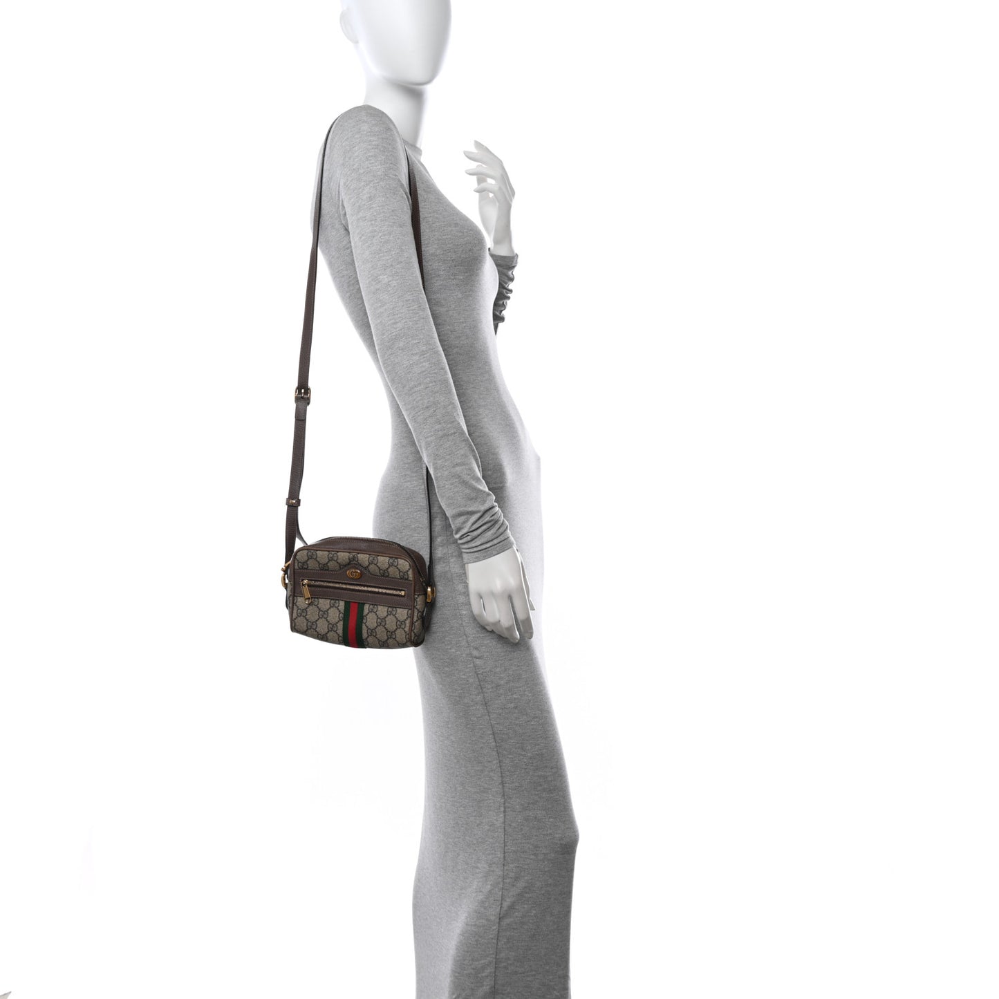 GG Supreme Monogram Web Mini Ophidia Shoulder Bag Brown