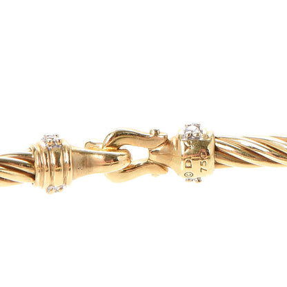 David Yurman 18K Yellow Gold Diamond 2.6mm Cable Collectibles Buckle Bracelet 4 of 6
