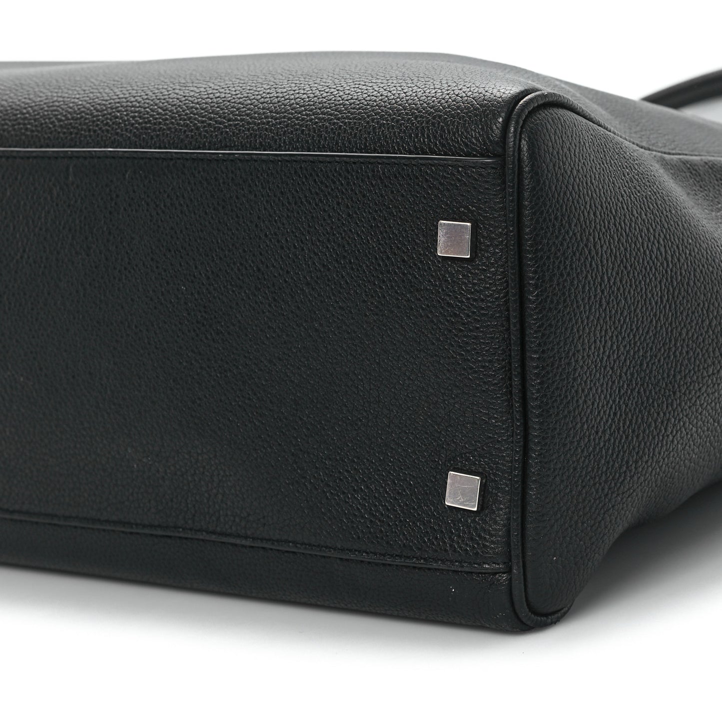 Grained Calfskin Manhattan North South Shopper Tote Black