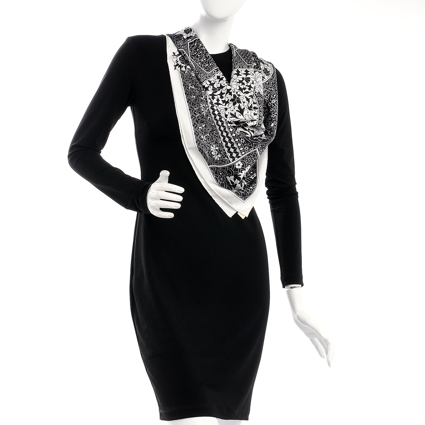 Silk Collections Imperiales Scarf 90 White Black