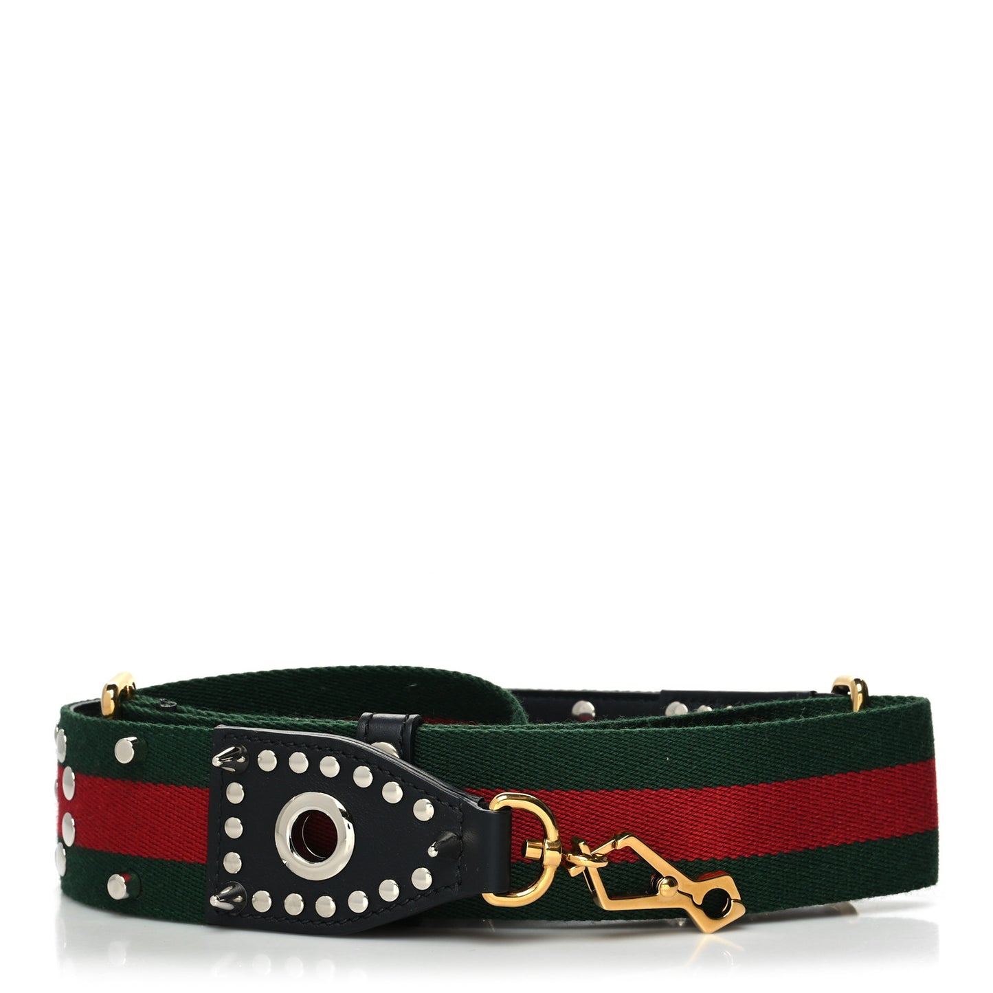 Canvas Web Studded Wide Shoulder Strap Green Red