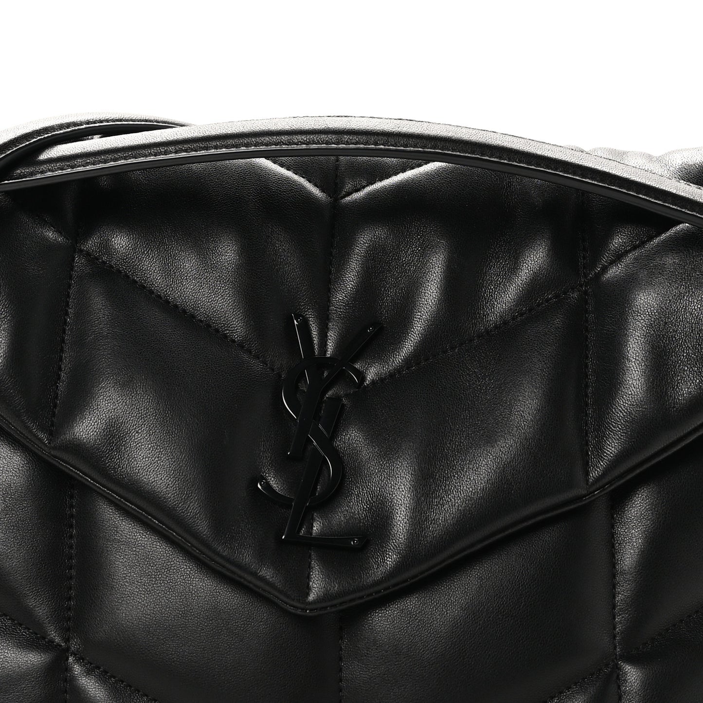 Lambskin Quilted Monogram Monochrome Medium Loulou Puffer Chain Satchel Black