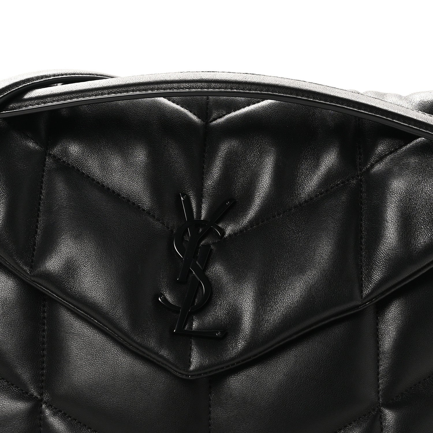 Saint Laurent Lambskin Quilted Monogram Monochrome Medium Loulou Puffer Chain Satchel Black 8 of 10