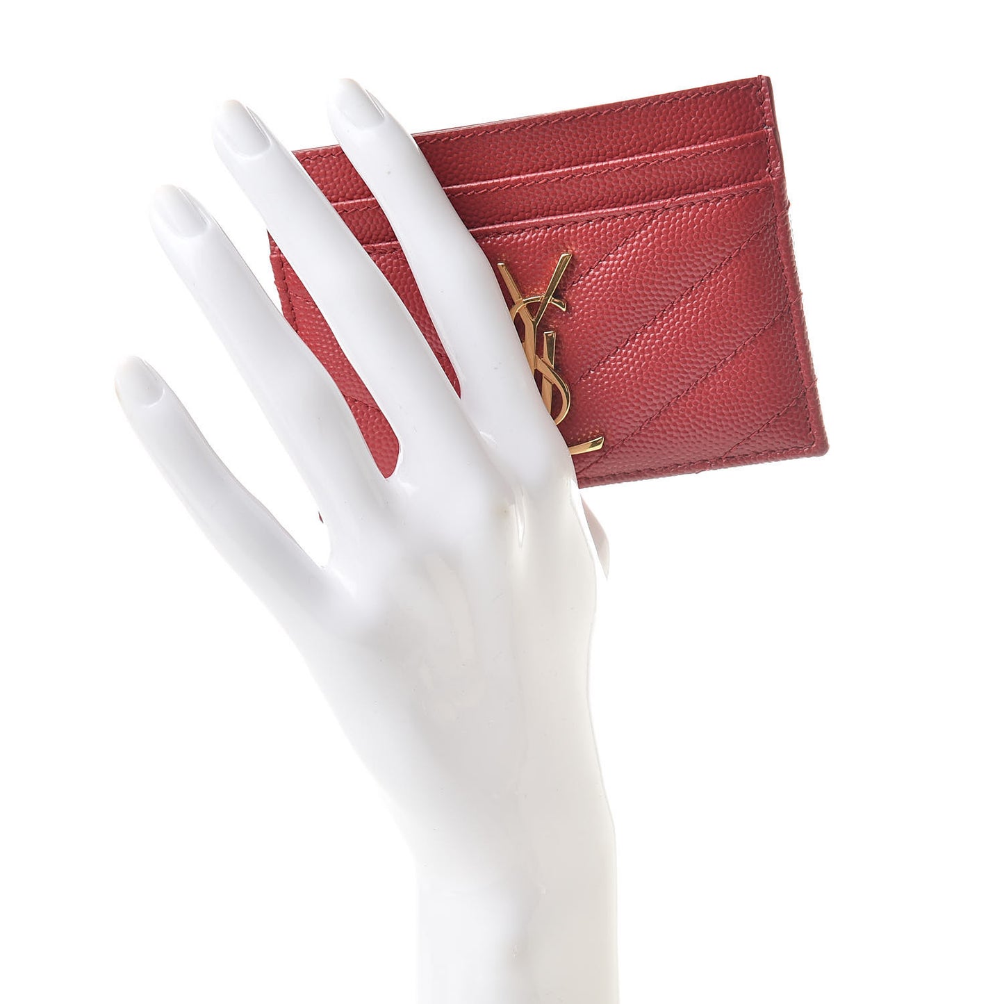 Grain De Poudre Matelasse Chevron Credit Card Case New Red