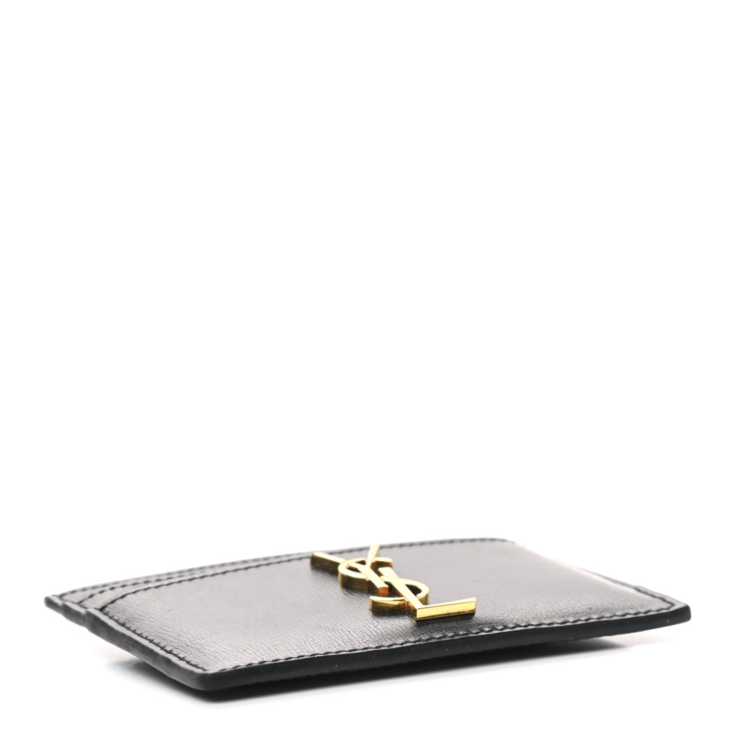 Saint Laurent Calfskin Monogram Credit Card Case Black 4 of 5