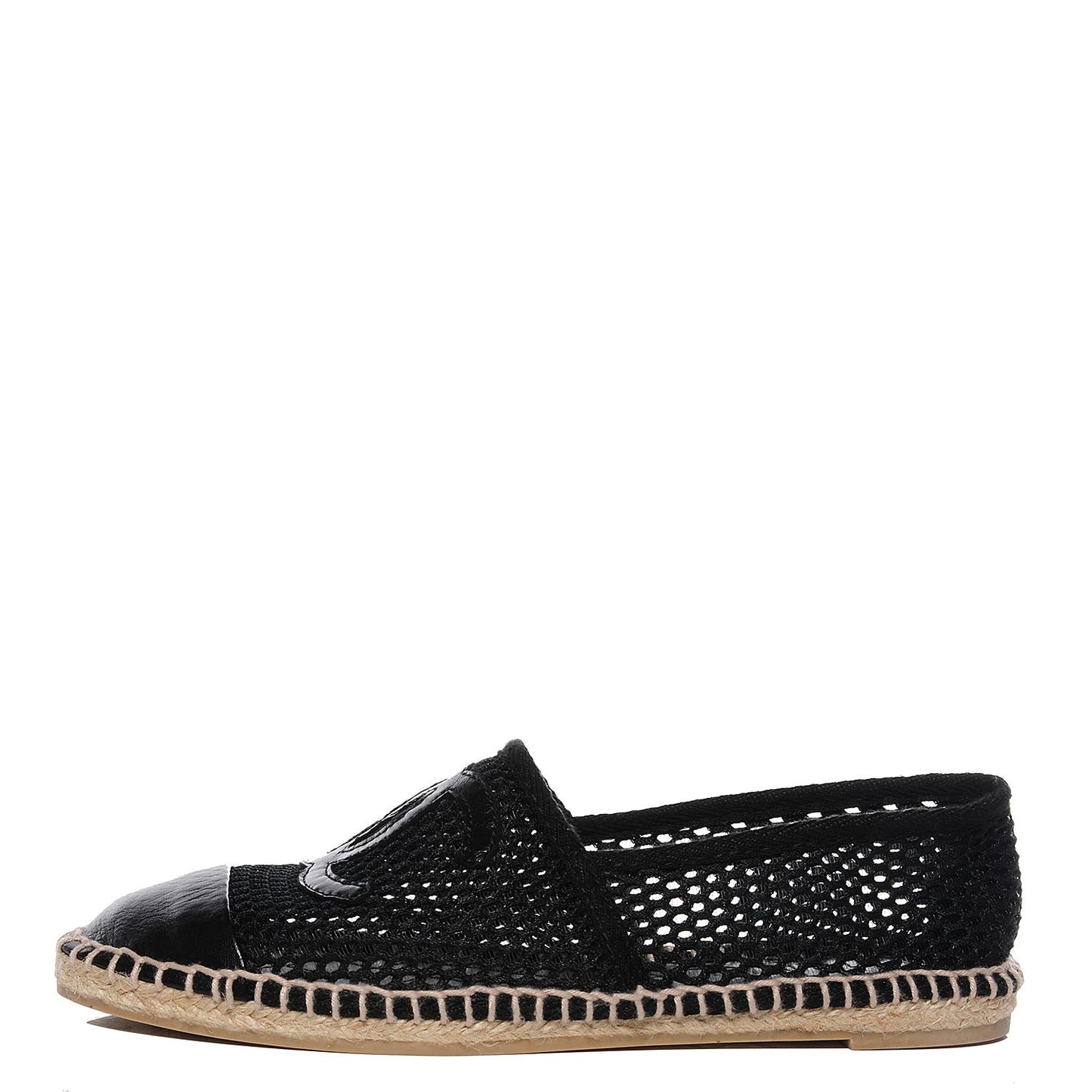 Mesh Lambskin Espadrilles 37 Black