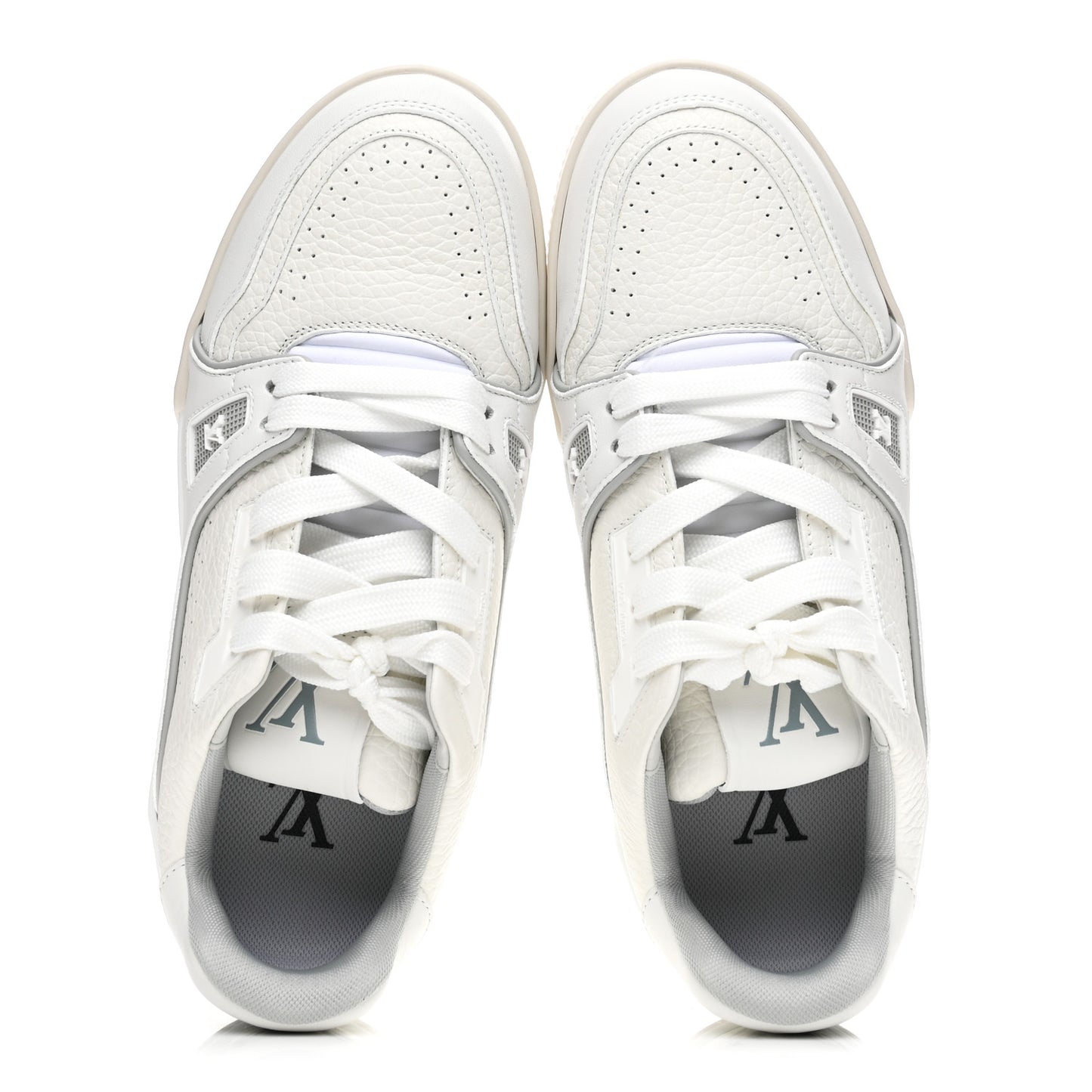 Grained Calfskin Womens LV Trainer Sneakers 37 White