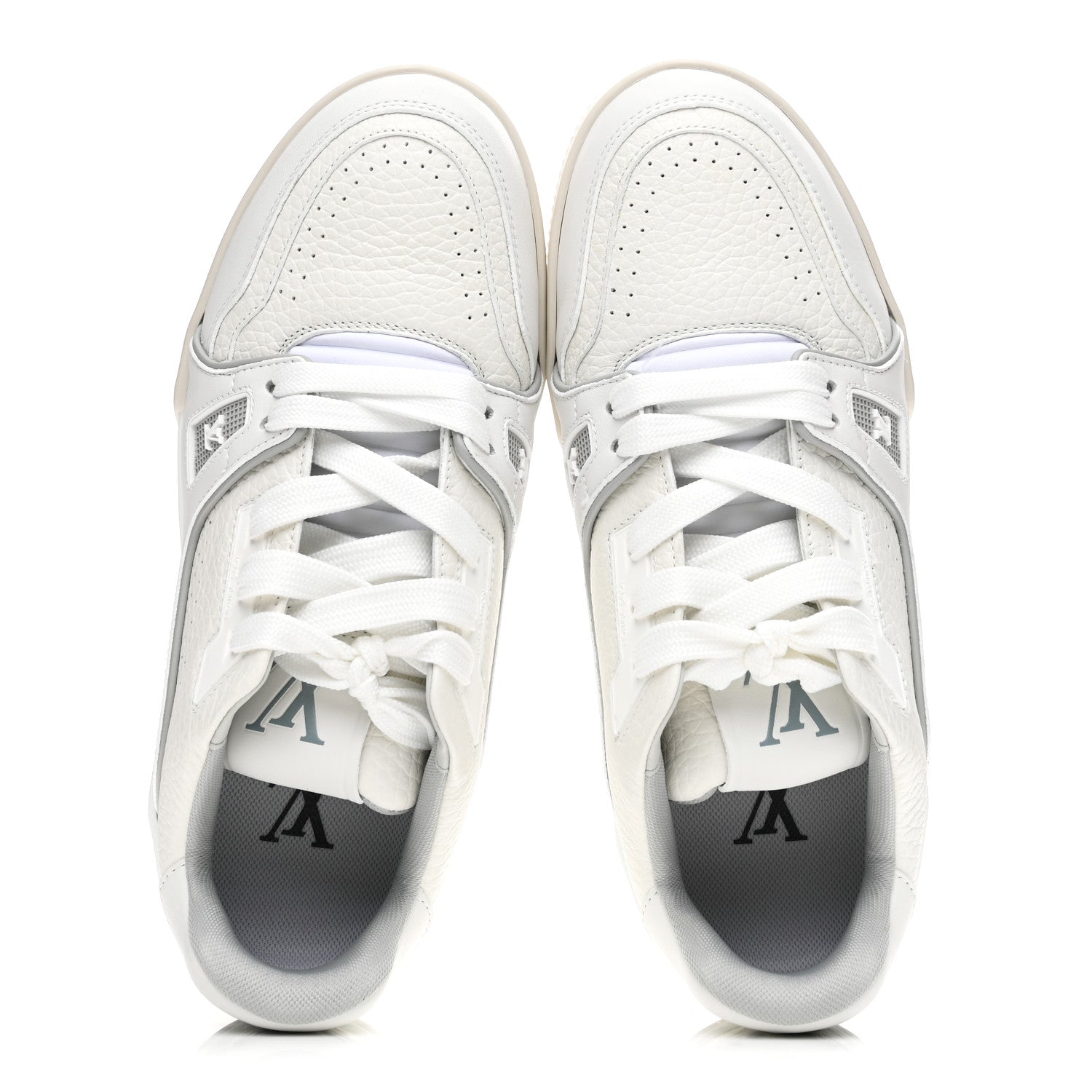 Louis Vuitton Grained Calfskin Womens LV Trainer Sneakers 37 White 2 of 10