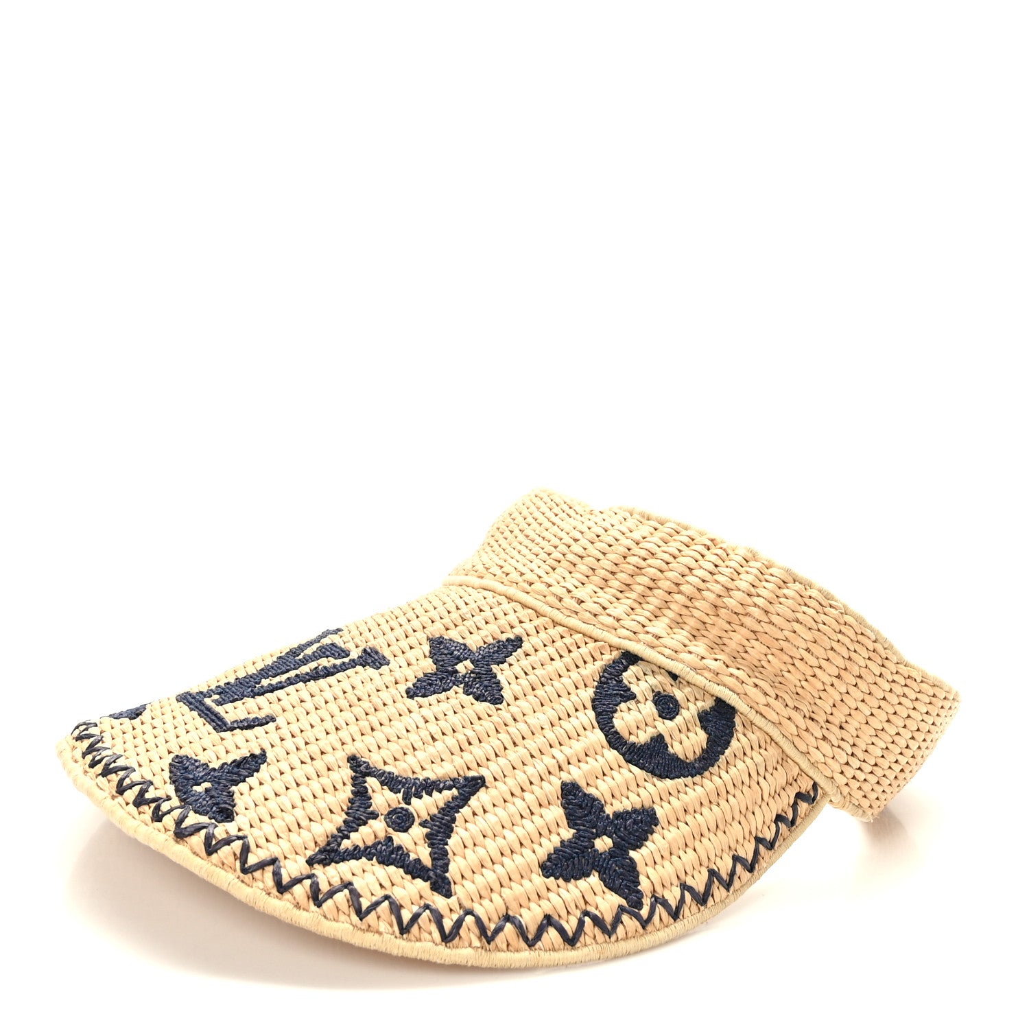 Louis Vuitton Calfskin Raffia Monogram Strawgram Visor Natural Blue 1 of 7