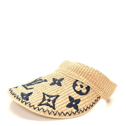 Louis Vuitton Calfskin Raffia Monogram Strawgram Visor Natural Blue 1 of 7