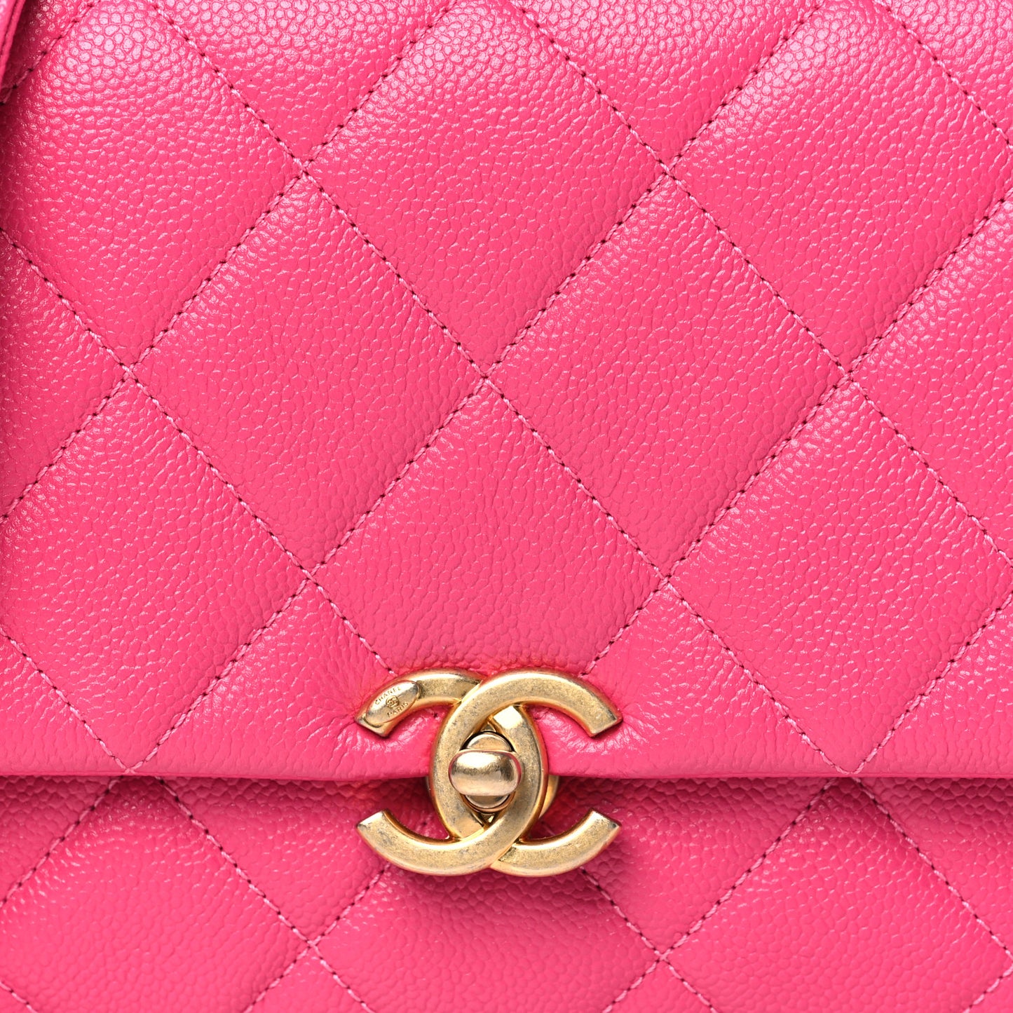 Shiny Caviar Quilted Small Chain Melody Flap Dark Pink