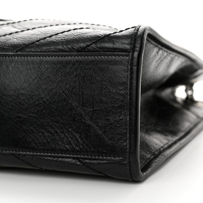 Saint Laurent Crinkled Calfskin Matelasse Monogram Medium Niki Shopper Tote Black 10 of 12