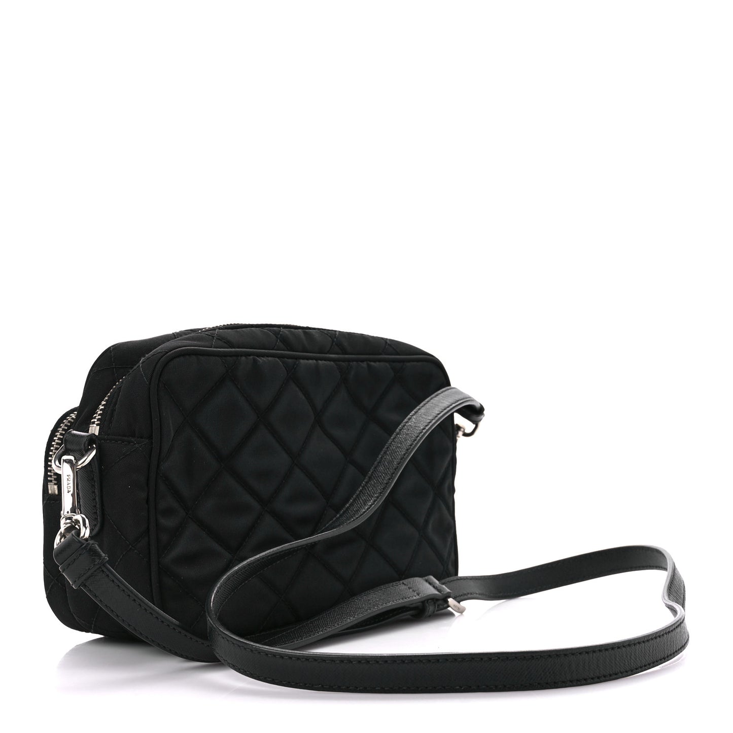 Nylon Tessuto Impuntu Quilted Crossbody Bag Black