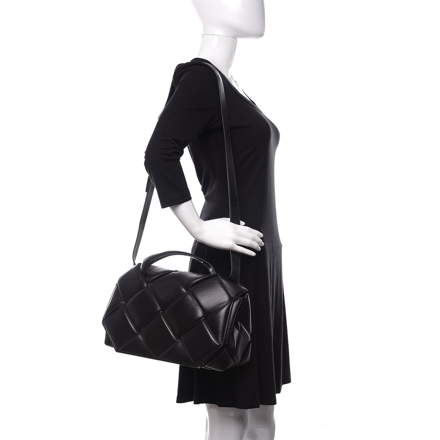 Bottega Veneta Nappa Intreccio Padded Top Handle Shoulder Bag Black 2 of 9