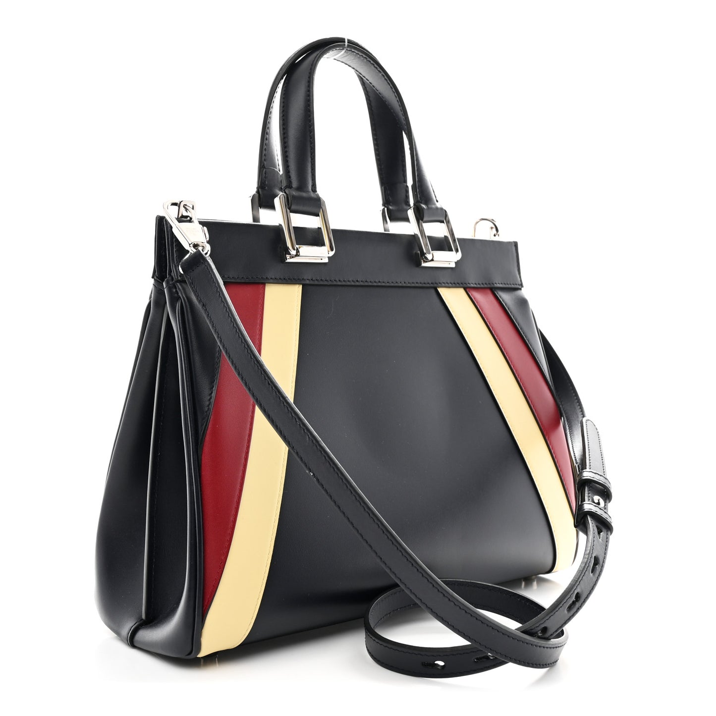 Smooth Calfskin Small Zumi Top Handle Bag Blue Romantic Cerise Butter