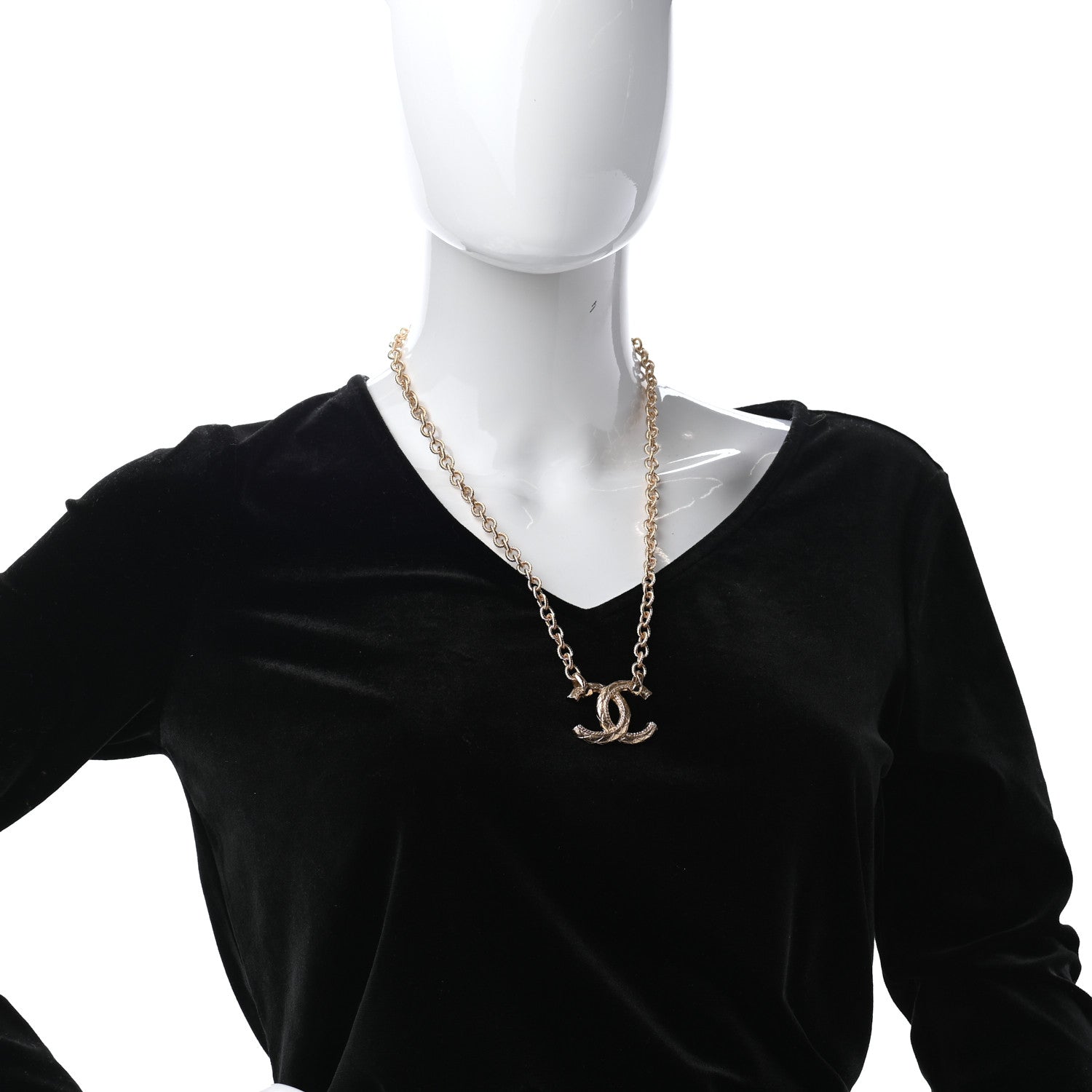 Chanel Metal Quilted CC Necklace Gold 2 of 5