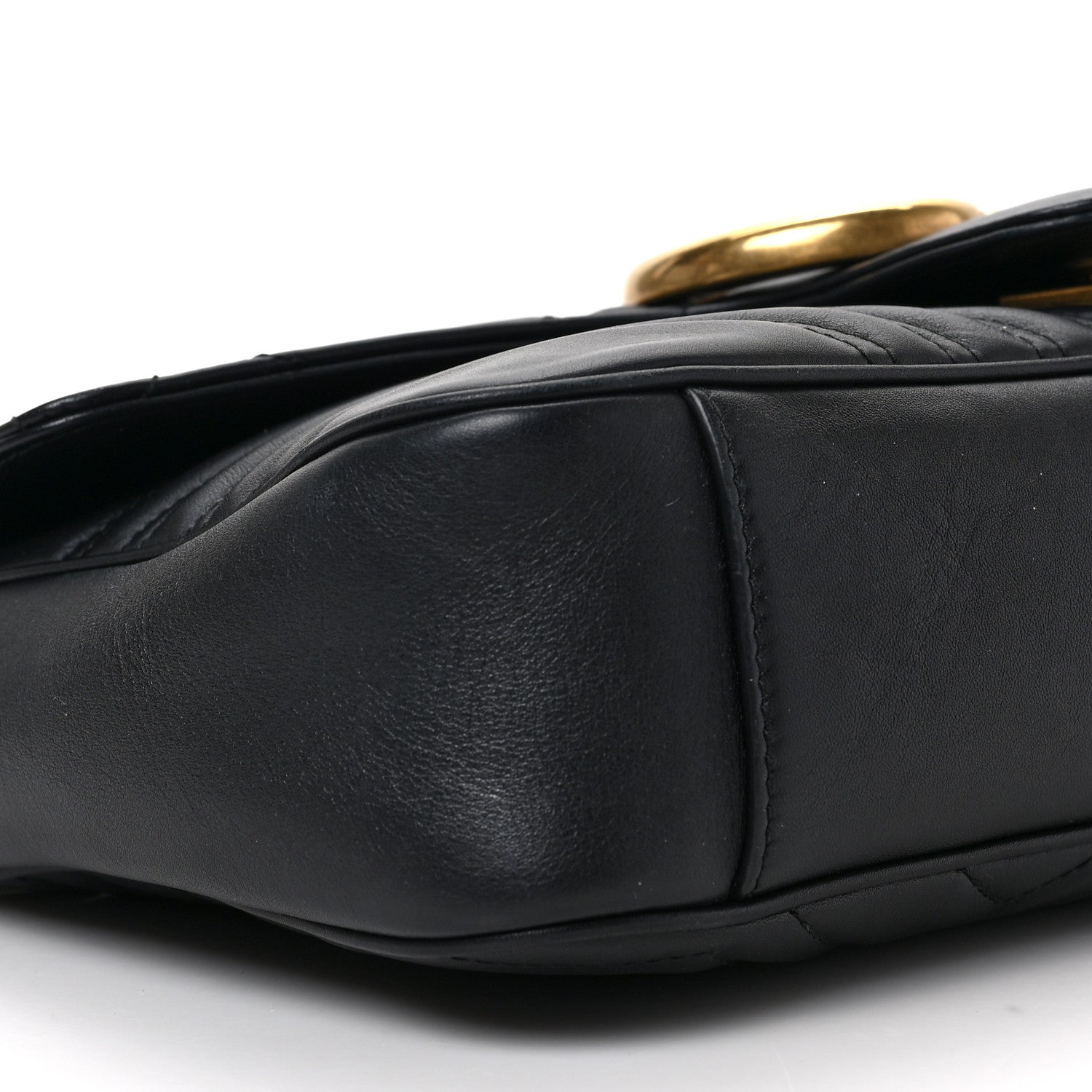 Gucci Calfskin Matelasse Medium GG Marmont Shoulder Bag Black 8 of 9