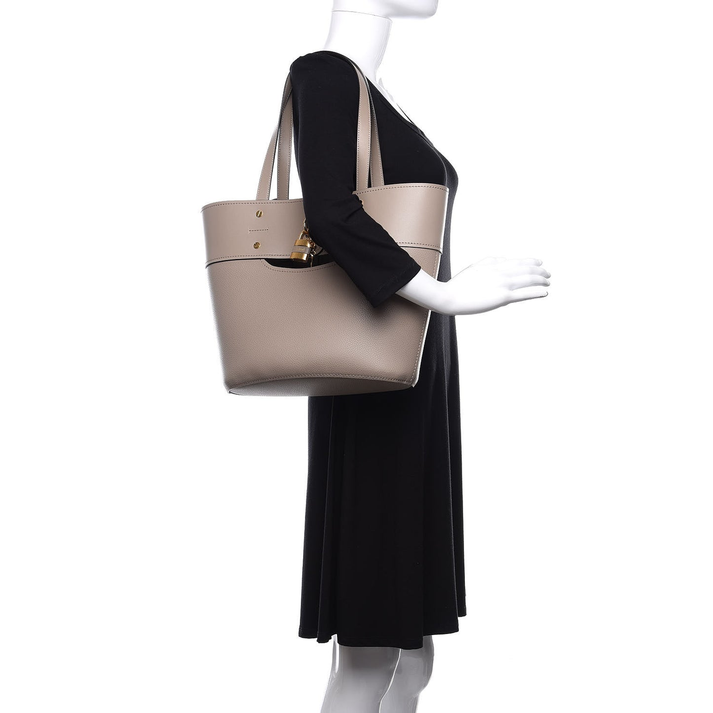 Smooth Grained Calfskin Small Aby Tote Motty Grey