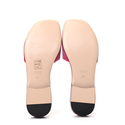 Gucci Velvet Crystal Square G Madelyn Slide Sandals 35.5 Light Raspberry Rose 5 of 8