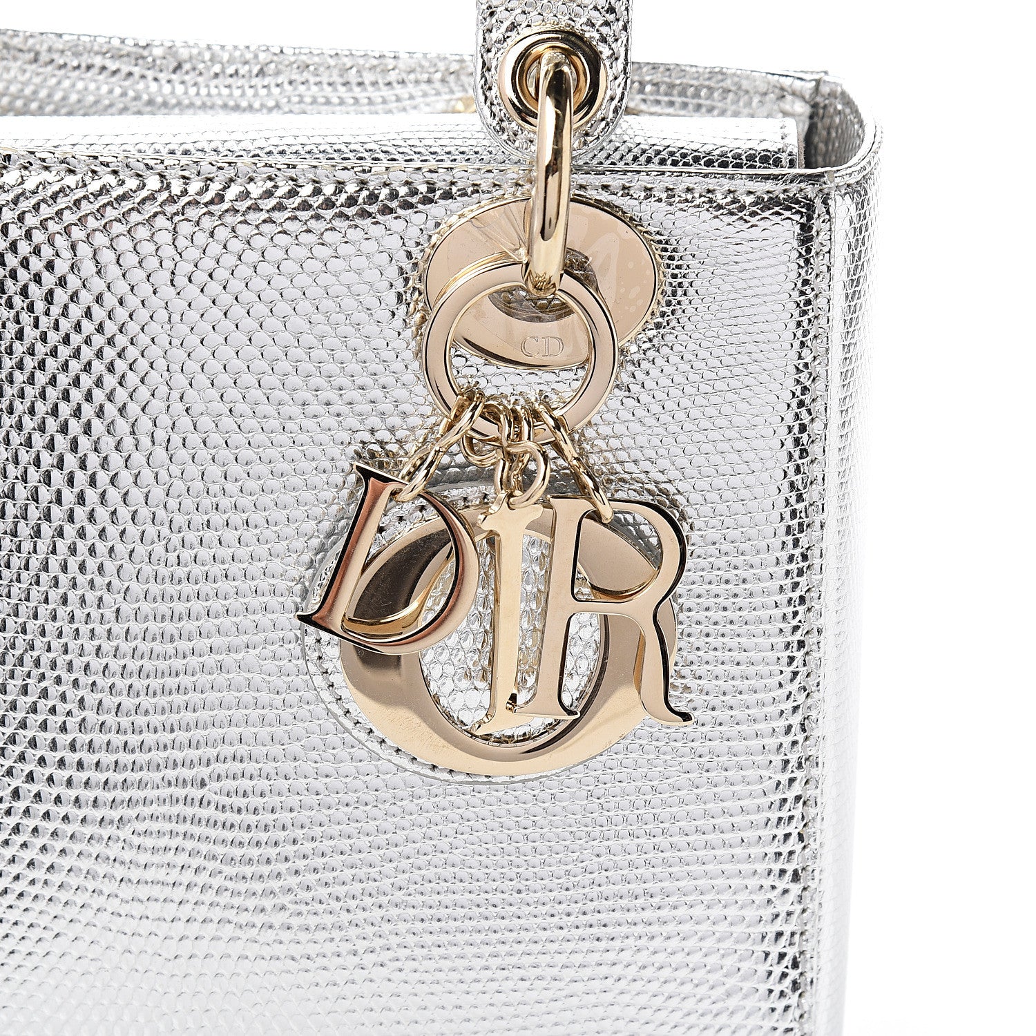 Christian Dior Metallic Lizard Small Lady Dior Argent 9 of 9