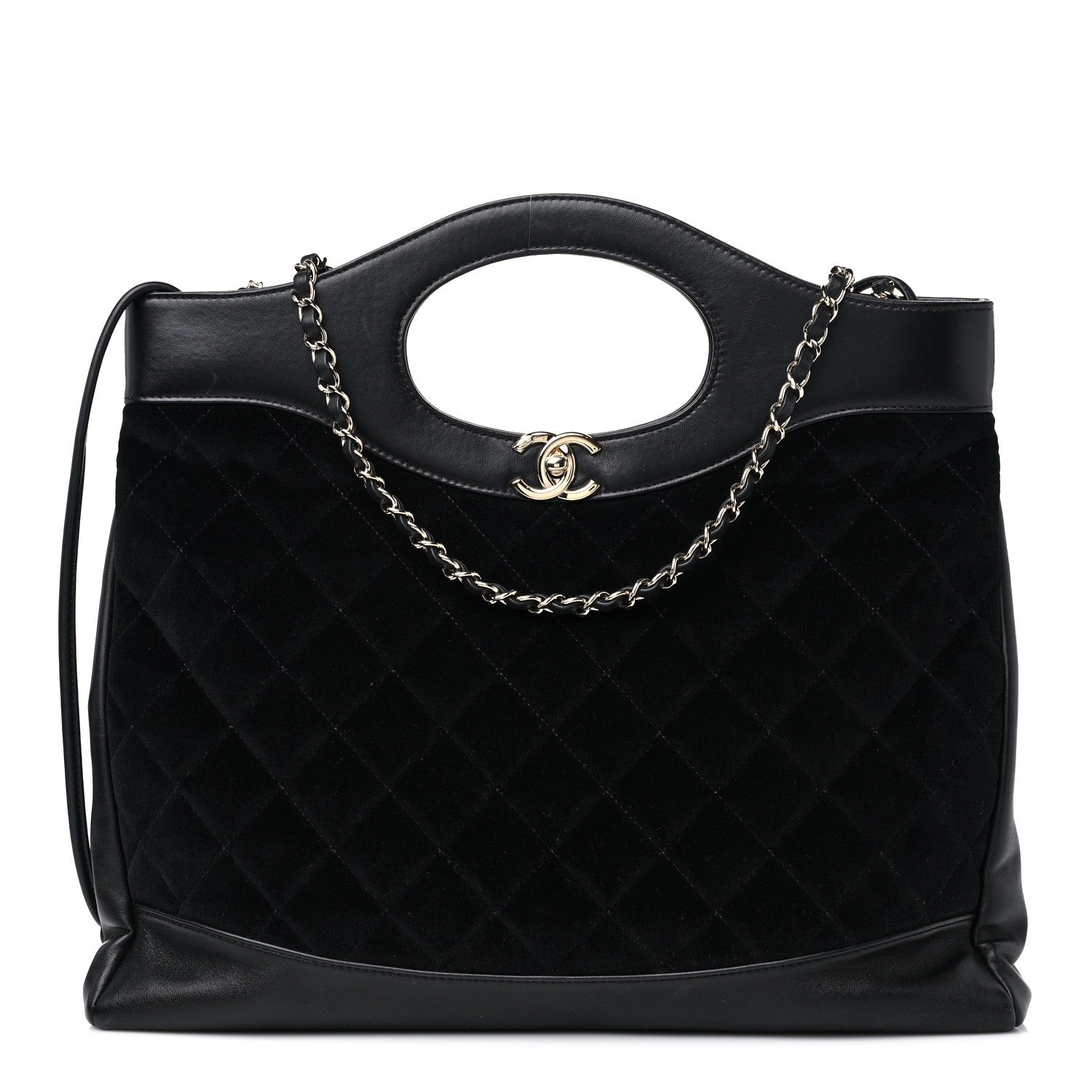 Chanel Velvet Lambskin Quilted Small 31 Shopping Bag Black 1 of 15