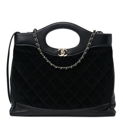 Chanel Velvet Lambskin Quilted Small 31 Shopping Bag Black 1 of 15