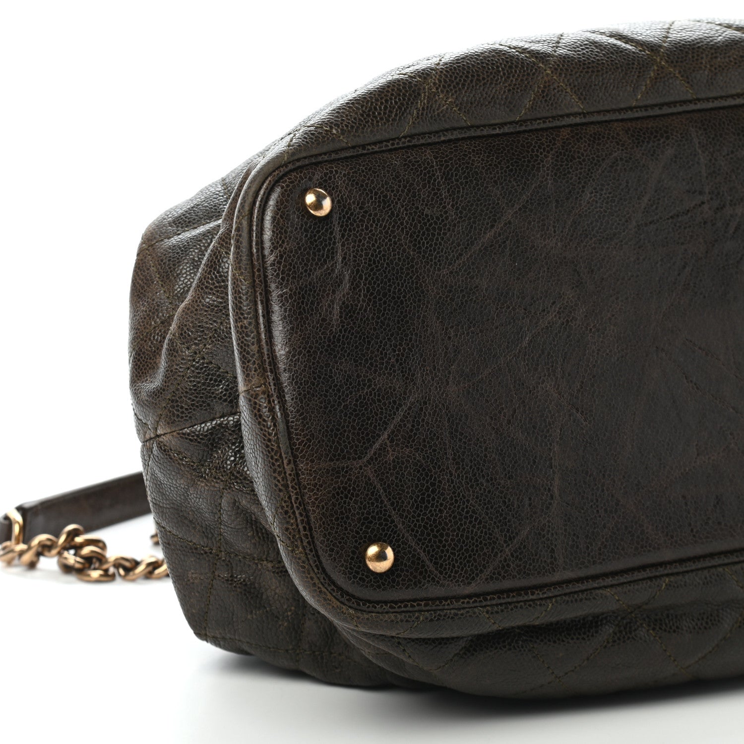 Chanel Glazed Caviar Quilted Large Frame Tote Brown 9 of 10