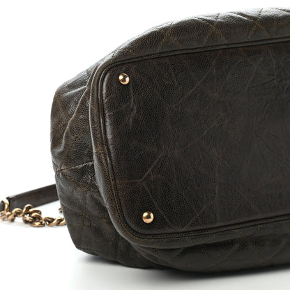 Chanel Glazed Caviar Quilted Large Frame Tote Brown 9 of 10
