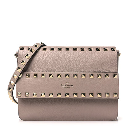 Valentino Garavani Pebbled Calfskin Rockstud Side Slip Crossbody Poudre 1 of 9