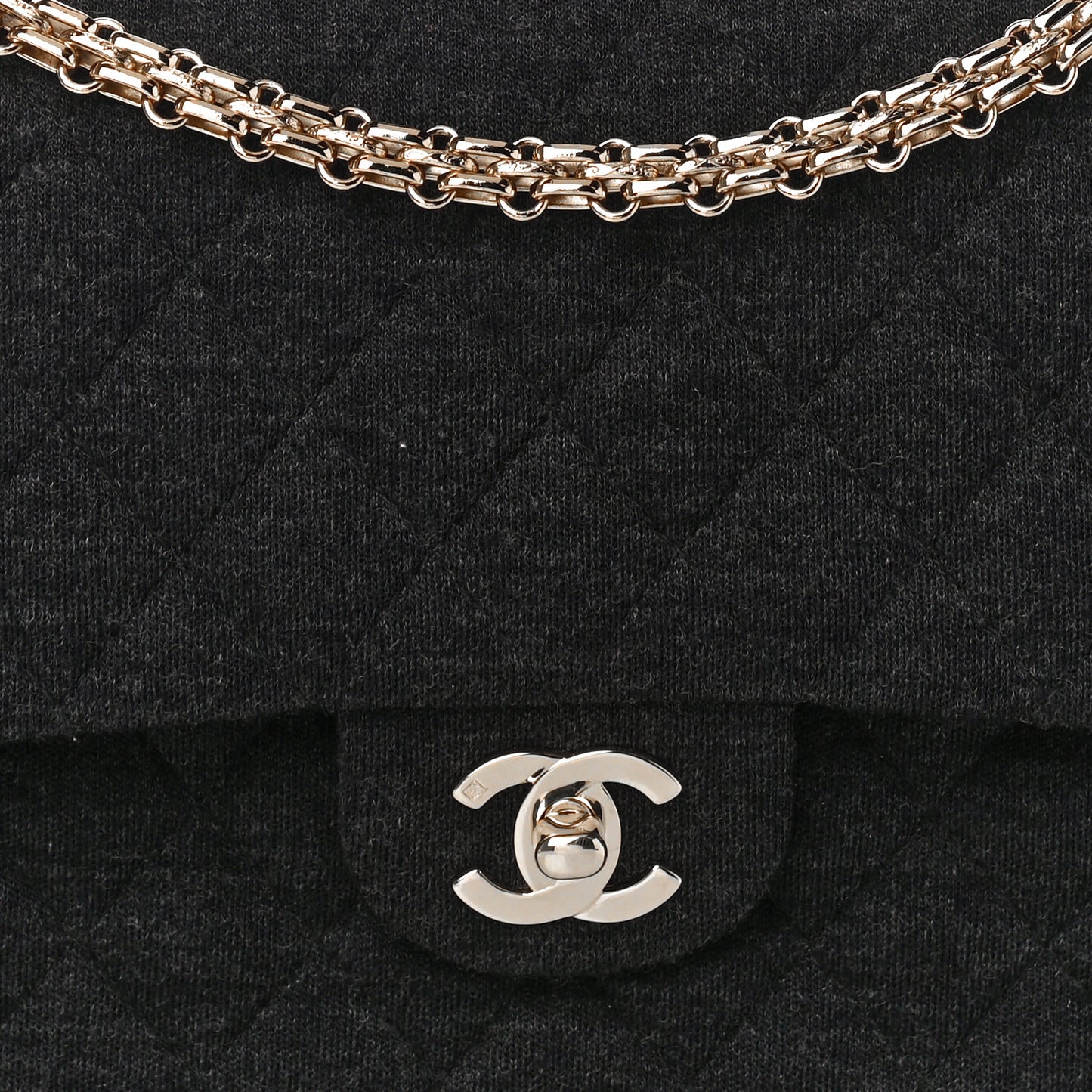 Jersey Quilted Medium Bijoux Chain Double Flap Gray