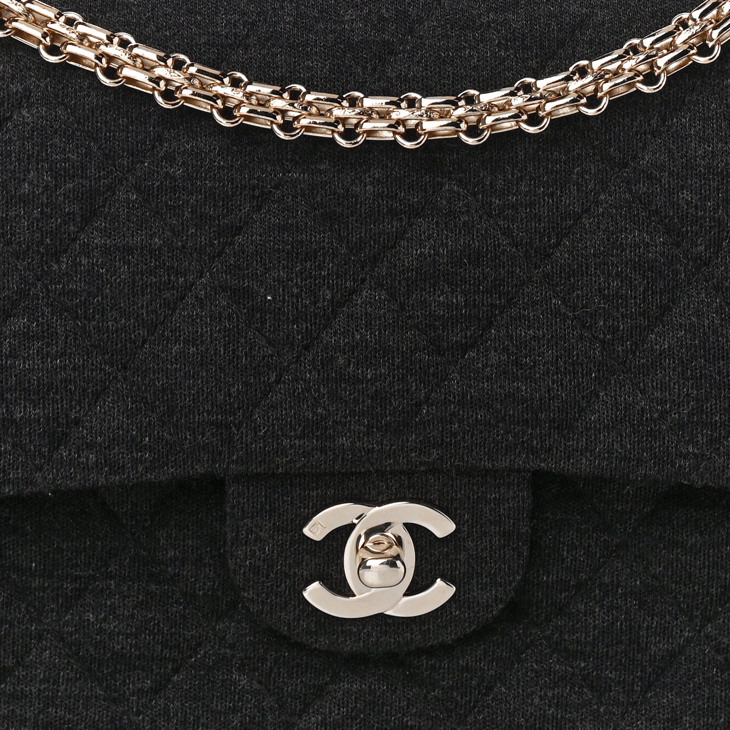 Chanel Jersey Quilted Medium Bijoux Chain Double Flap Gray 8 of 10
