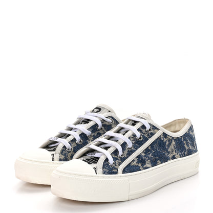 Christian Dior Denim Brocart Embroidered Walk'N'Dior Low Top Sneakers 37 Duck Blue 3 of 9