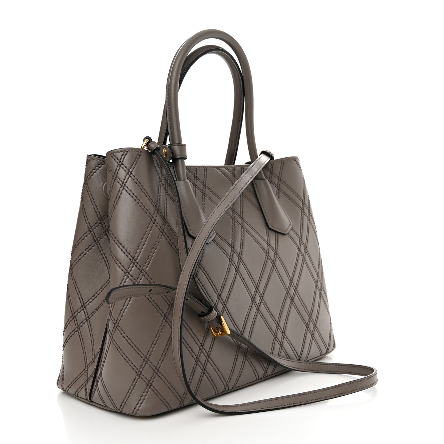 City Calf Quilted Large Double Bag Argilla