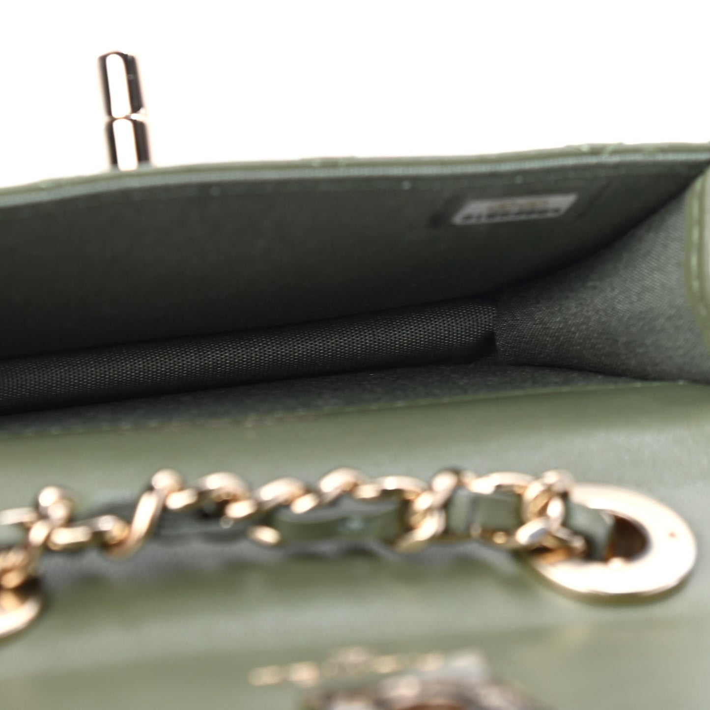 Lambskin Quilted Trendy CC Card Holder On Chain Green