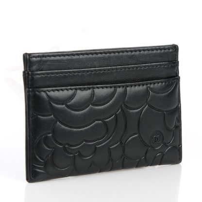 Chanel Lambskin Camellia Embossed Card Holder Black 3 of 8