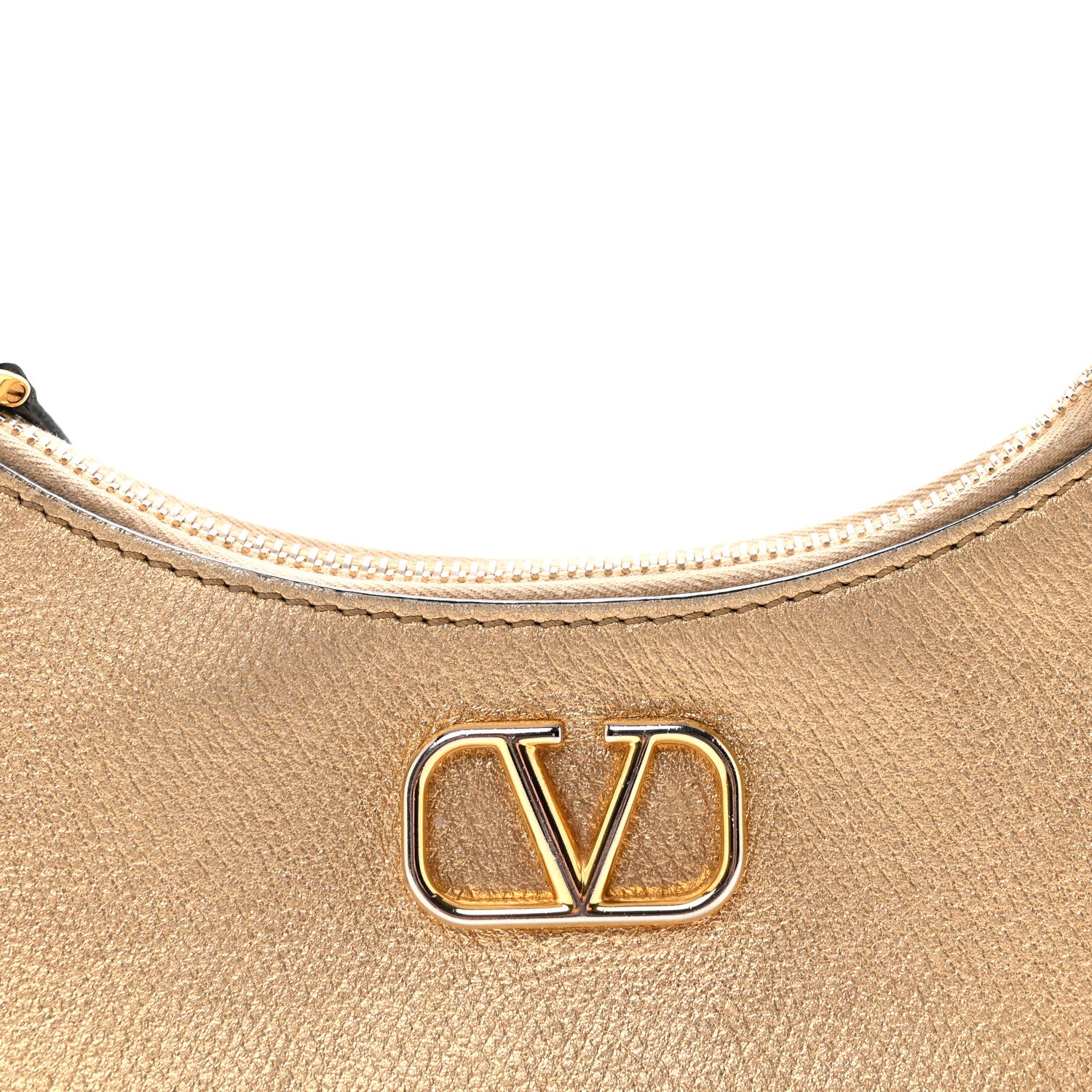 Valentino Garavani Metallic Grainy Calfskin Mini Vlogo Hobo Bag Gold 7 of 10