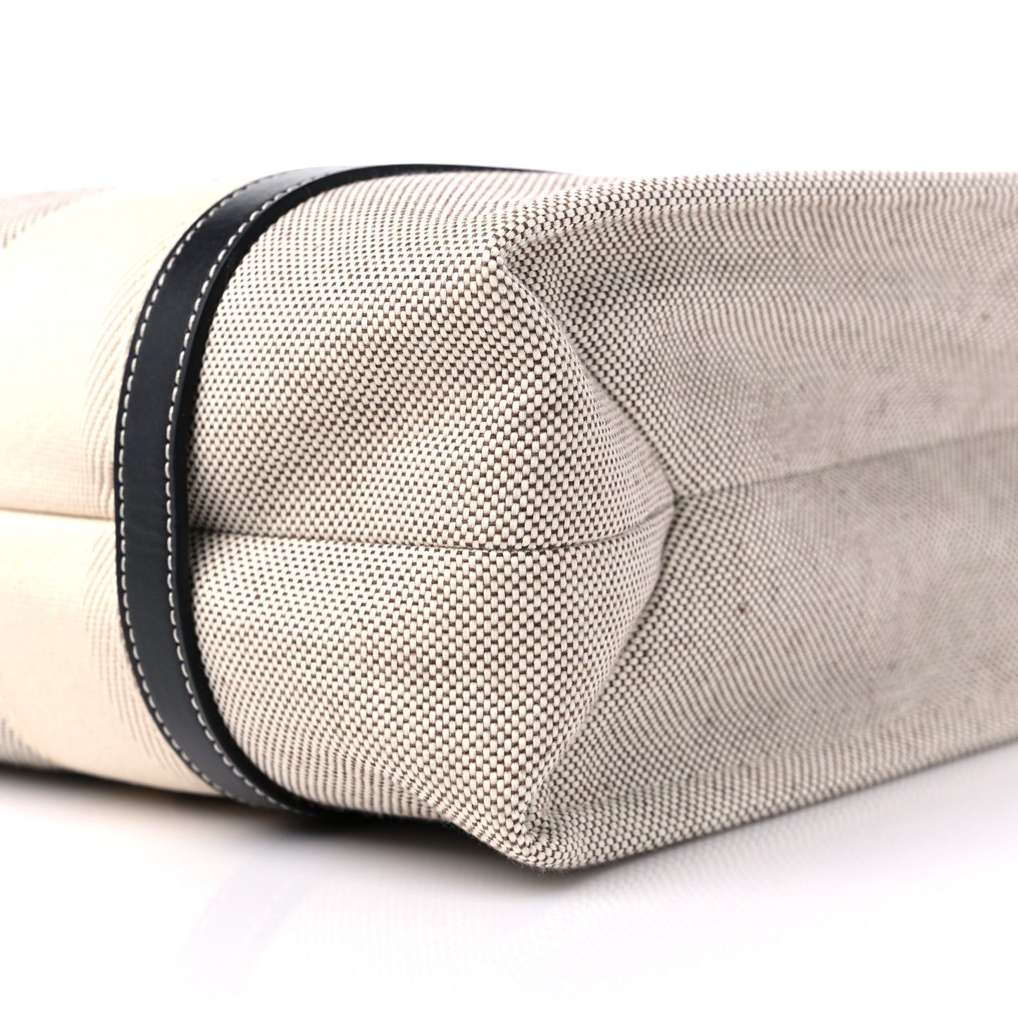 Cotton Calfskin Medium Woody Ribbon Tote White Black