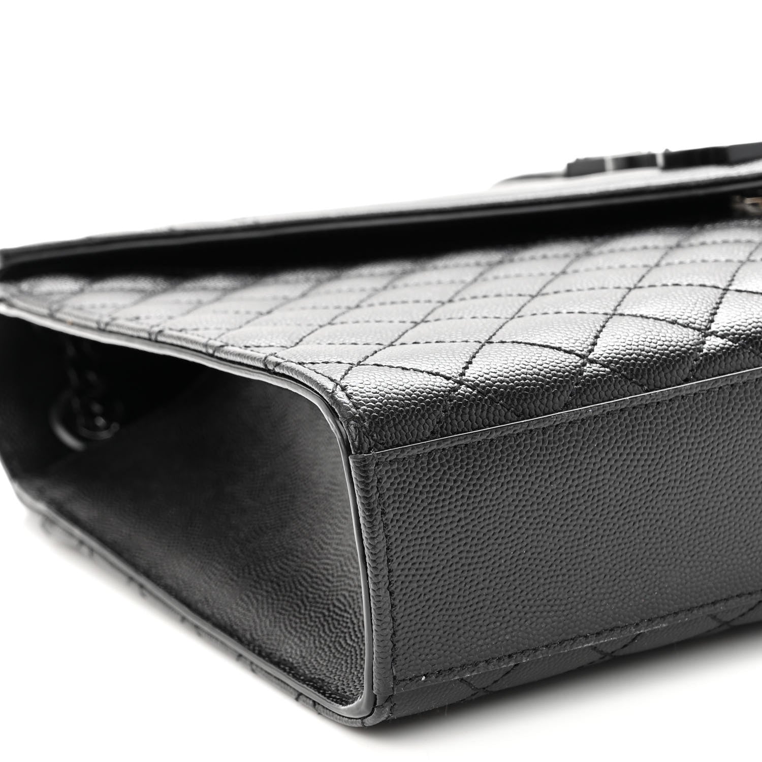Saint Laurent Grain De Poudre Textured Mixed Matelasse Large Triquilt Monogram Monochrome Satchel Black 9 of 10