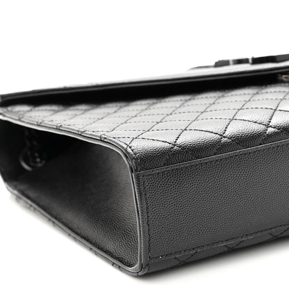 Saint Laurent Grain De Poudre Textured Mixed Matelasse Large Triquilt Monogram Monochrome Satchel Black 9 of 10