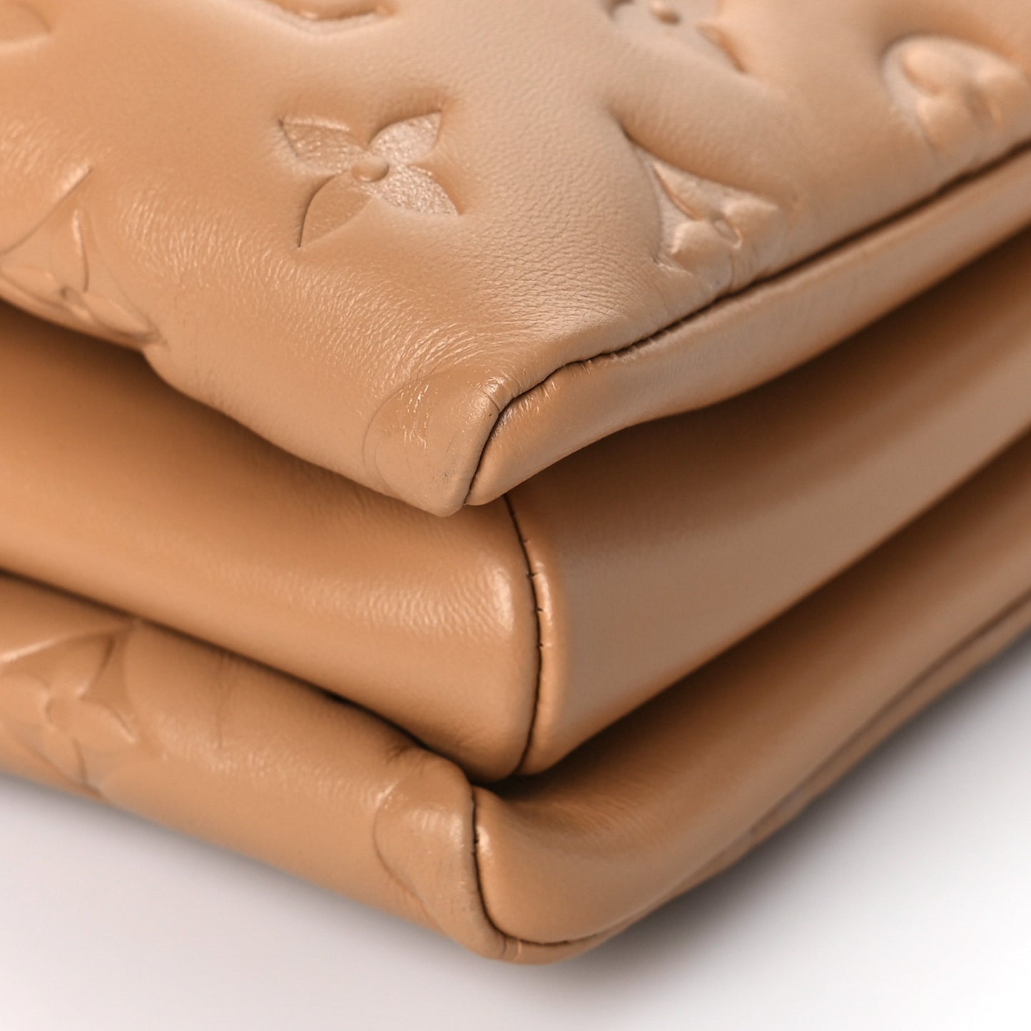 Lambskin Embossed Monogram Coussin PM Camel