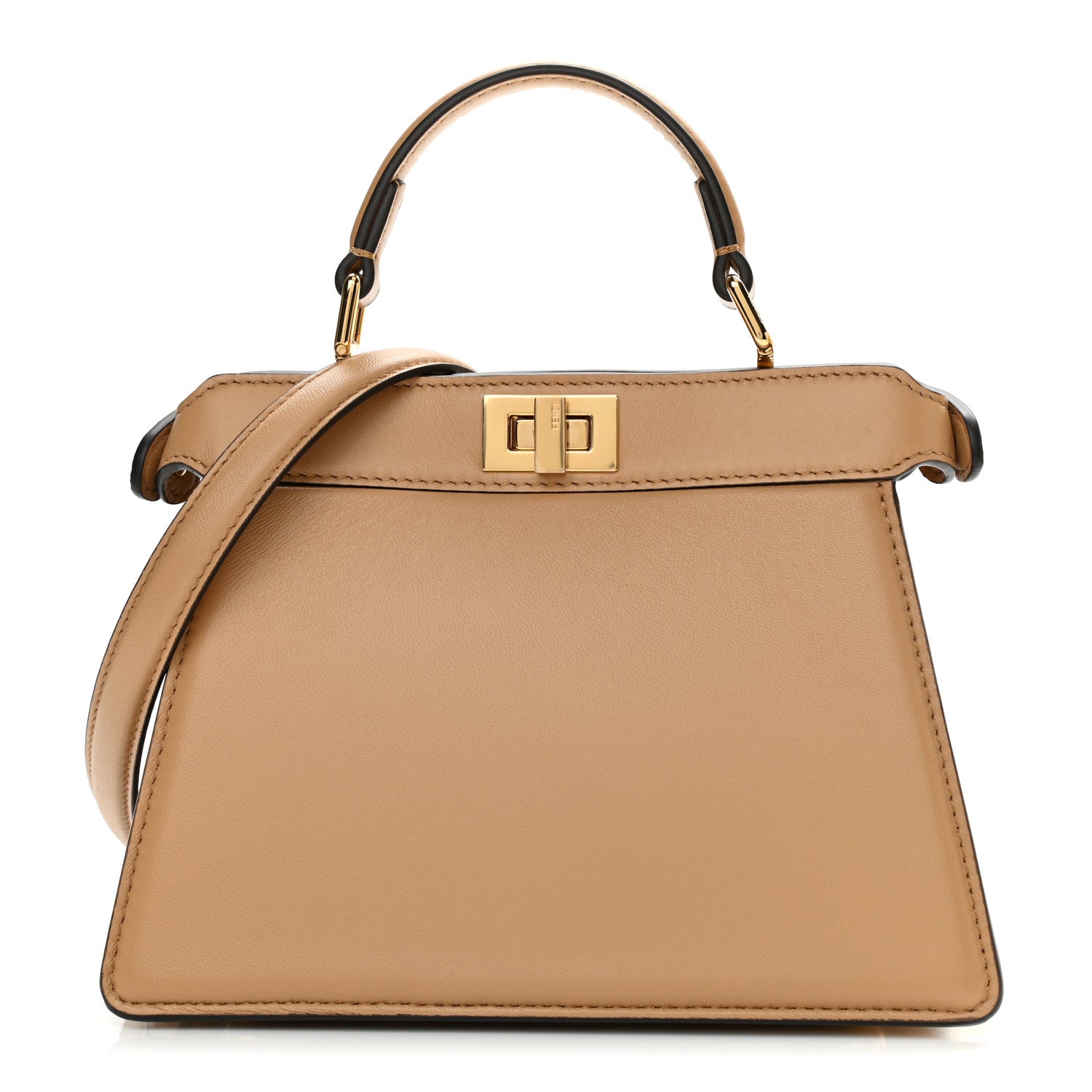 Fendi Shiny Nappa Petite Peekaboo I SEE U Satchel Miele Scuro 1 of 10