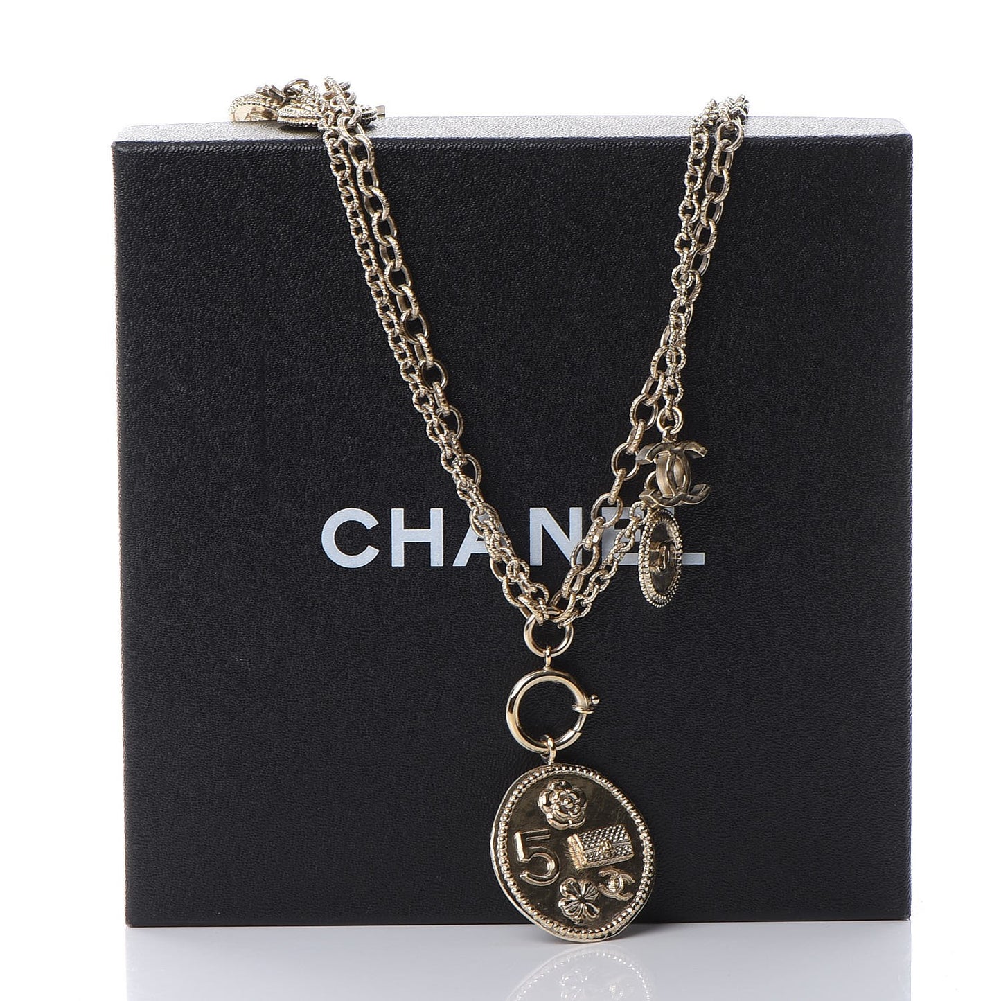 CC Coco Camellia Coin Necklace Gold