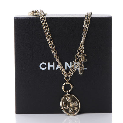 Chanel CC Coco Camellia Coin Necklace Gold 12 of 12