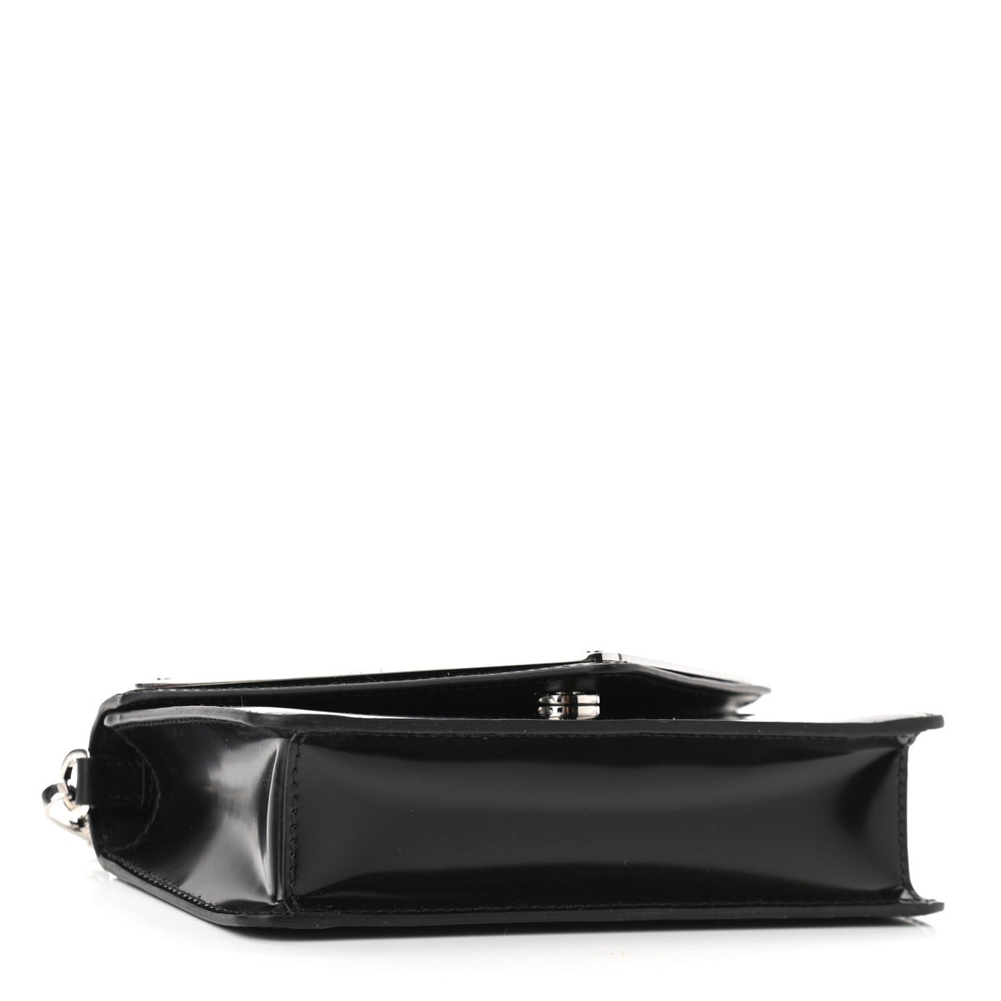 Spazzolato Triangle Logo Plate Flap Chain Crossbody Bag Black