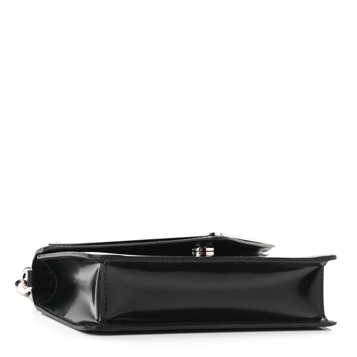 Prada Spazzolato Triangle Logo Plate Flap Chain Crossbody Bag Black 4 of 9